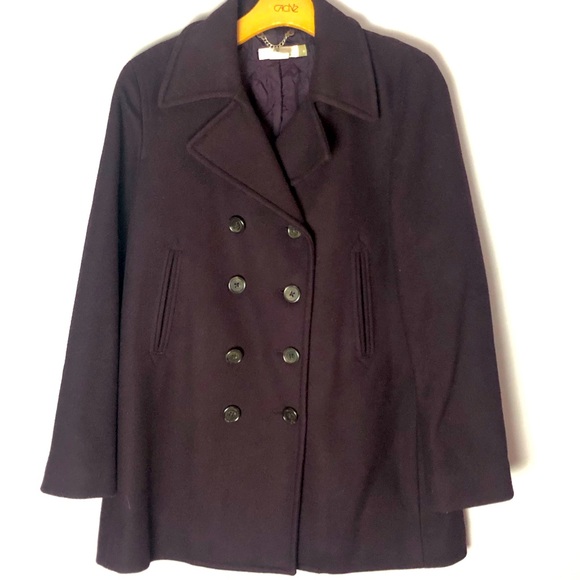 J. Crew Double Breasted Pea Coat In Eggplant Sz M Petite - Picture 1 of 9
